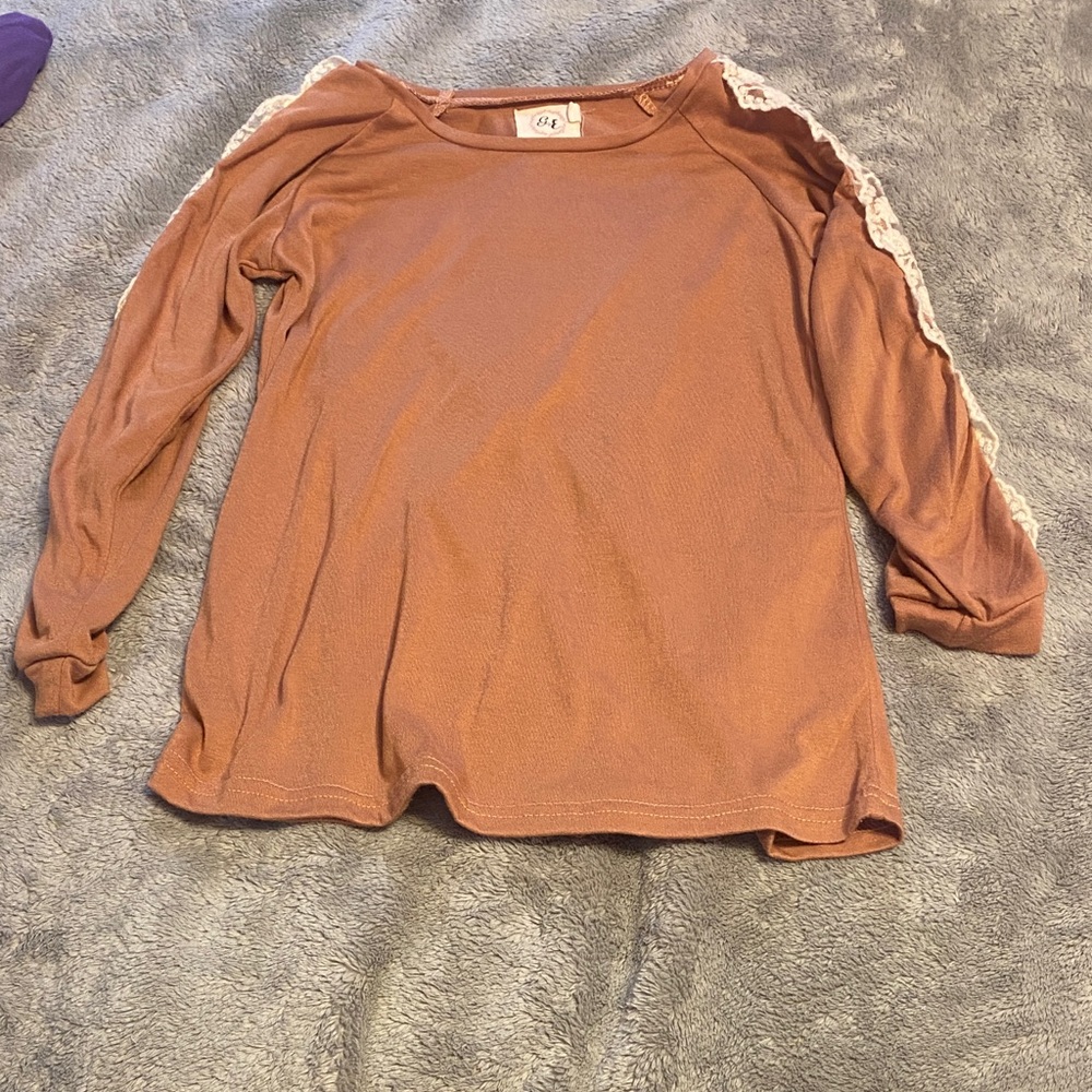 Grace & Emma Long Sleeve Top with Lace Detail